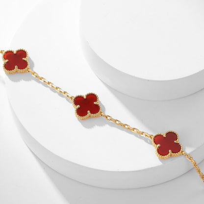 [LuckyStar]CLOVER 10 MOTIFS CARNELIAN NECKLACE