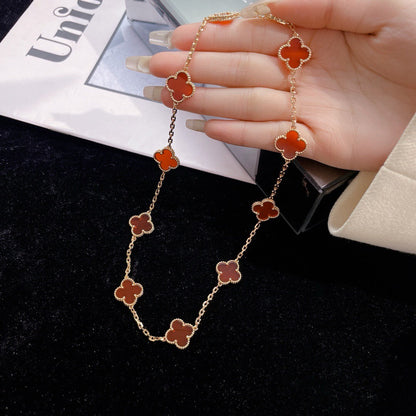 [LuckyStar]CLOVER 10 MOTIFS CARNELIAN NECKLACE