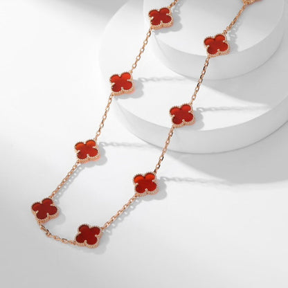 [LuckyStar]CLOVER 10 MOTIFS CARNELIAN NECKLACE