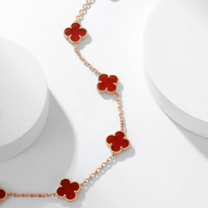 [LuckyStar]CLOVER 10 MOTIFS CARNELIAN NECKLACE