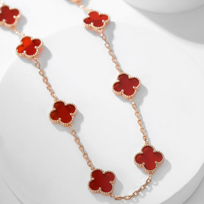 [LuckyStar]CLOVER 10 MOTIFS CARNELIAN NECKLACE