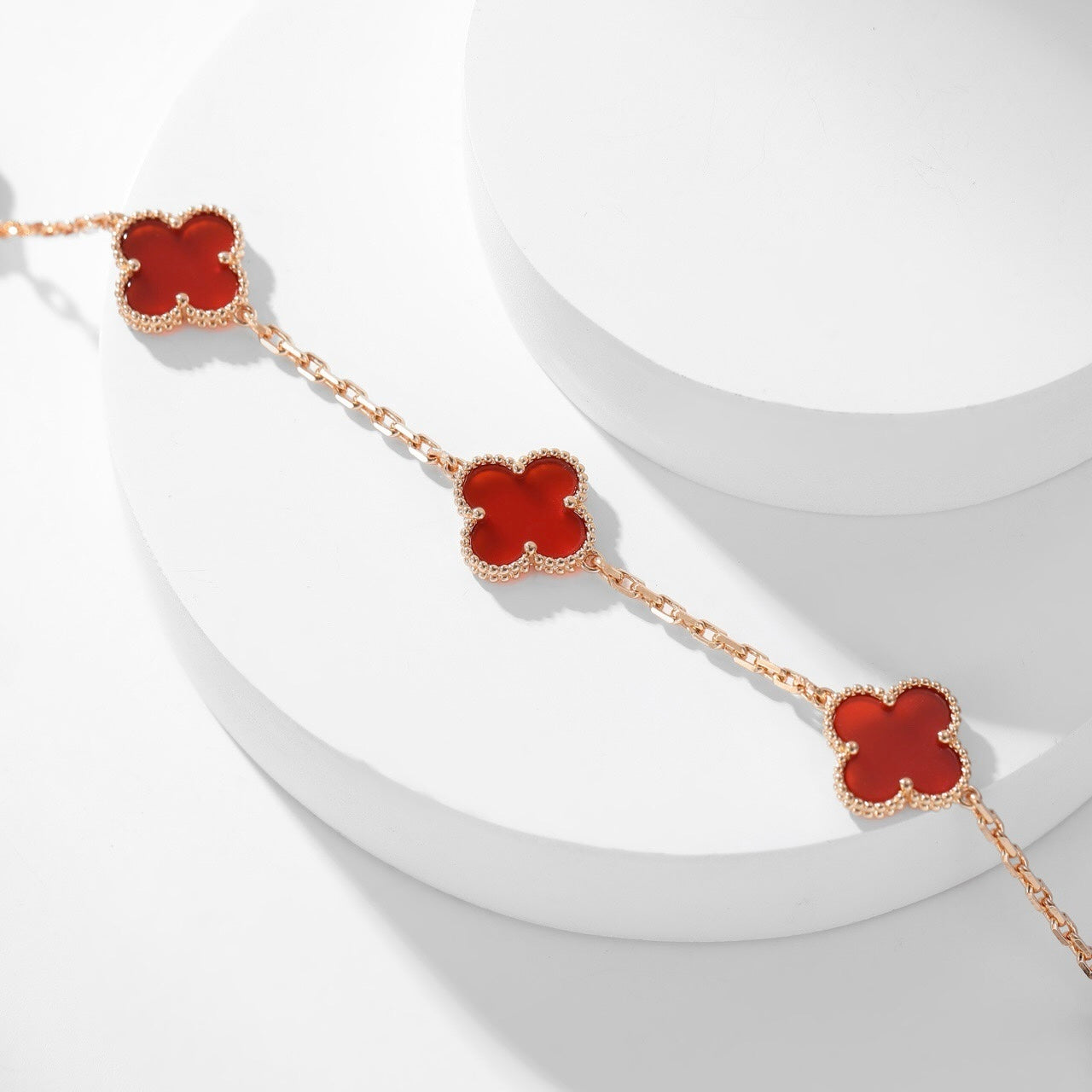 [LuckyStar]CLOVER 10 MOTIFS CARNELIAN NECKLACE