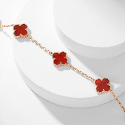[LuckyStar]CLOVER 10 MOTIFS CARNELIAN NECKLACE