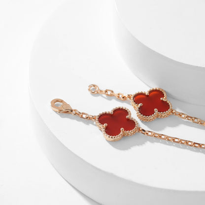 [LuckyStar]CLOVER 10 MOTIFS CARNELIAN NECKLACE