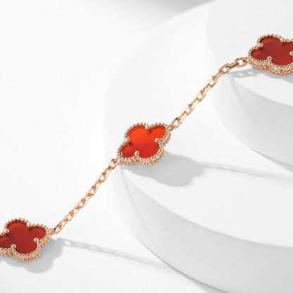 [LuckyStar]CLOVER 10 MOTIFS CARNELIAN NECKLACE