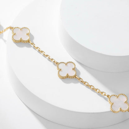 [LuckyStar]CLOVER 10 MOTIFS WHITE MOTHER OF PEARL NECKLACE
