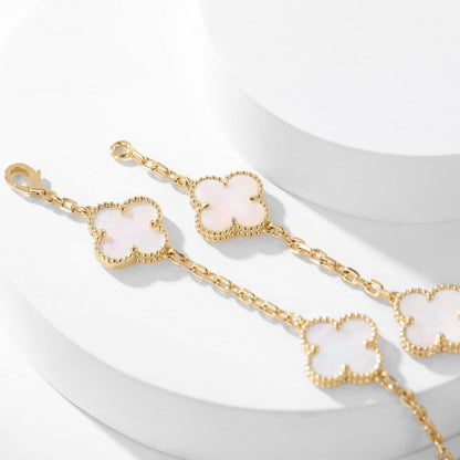[LuckyStar]CLOVER 10 MOTIFS WHITE MOTHER OF PEARL NECKLACE