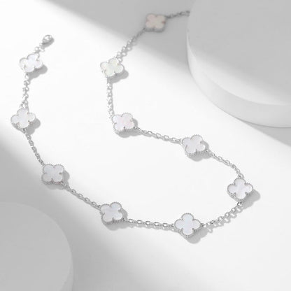 [LuckyStar]CLOVER 10 MOTIFS WHITE MOTHER OF PEARL NECKLACE