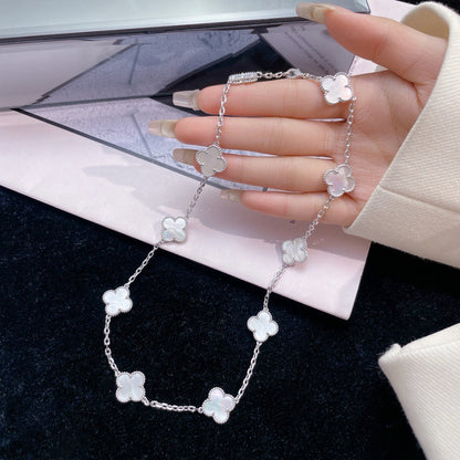 [LuckyStar]CLOVER 10 MOTIFS WHITE MOTHER OF PEARL NECKLACE