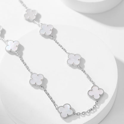 [LuckyStar]CLOVER 10 MOTIFS WHITE MOTHER OF PEARL NECKLACE