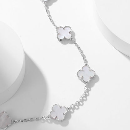 [LuckyStar]CLOVER 10 MOTIFS WHITE MOTHER OF PEARL NECKLACE