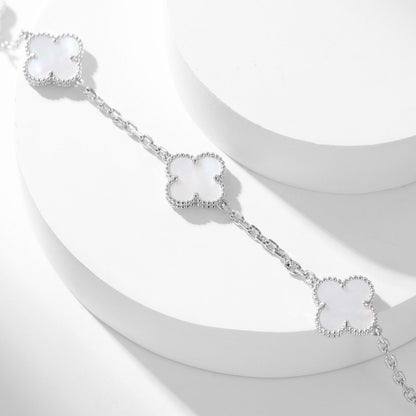 [LuckyStar]CLOVER 10 MOTIFS WHITE MOTHER OF PEARL NECKLACE
