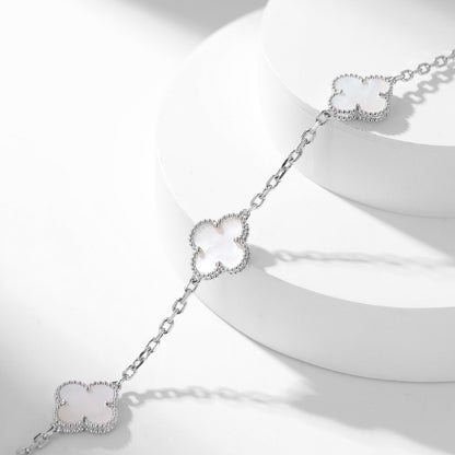 [LuckyStar]CLOVER 10 MOTIFS WHITE MOTHER OF PEARL NECKLACE