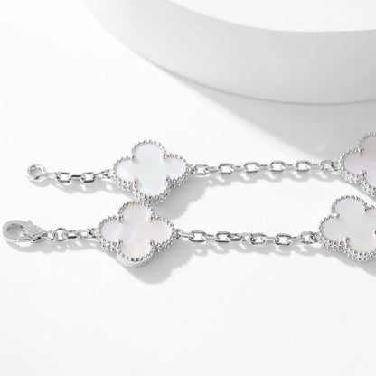 [LuckyStar]CLOVER 10 MOTIFS WHITE MOTHER OF PEARL NECKLACE
