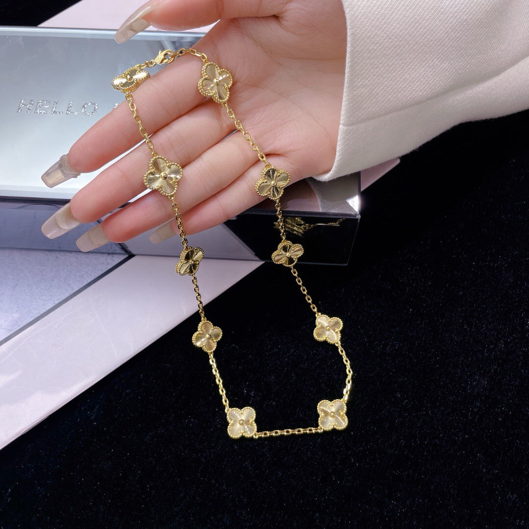 [LuckyStar]CLOVER 10 MOTIFS LASER NECKLACE