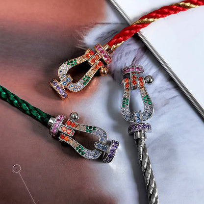 [LuckyStar] FORC großes Hufeisen farbigen Diamanten Armband Silber