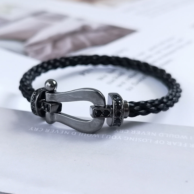 [LuckyStar]FORCE GROSSE SERIE HUFEISEN SCHWARZES SAMURAI-ARMBAND