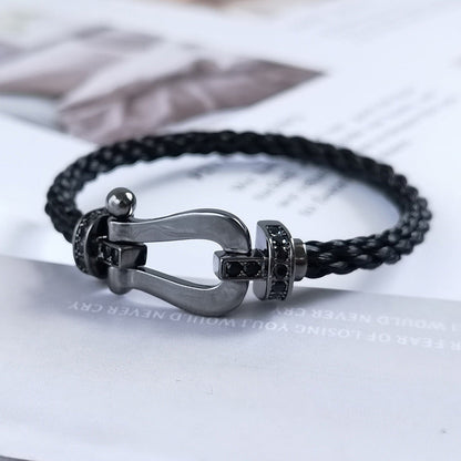 [LuckyStar]FORCE GROSSE SERIE HUFEISEN SCHWARZES SAMURAI-ARMBAND