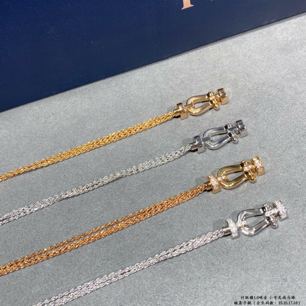 [LuckyStar]FORCE KLEINES HUFEISEN-DIAMANTKETTEN-SEILARMBAND