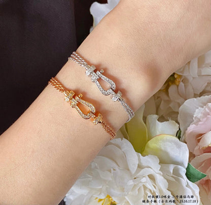 [LuckyStar]FORCE KLEINES HUFEISEN-DIAMANTKETTEN-SEILARMBAND