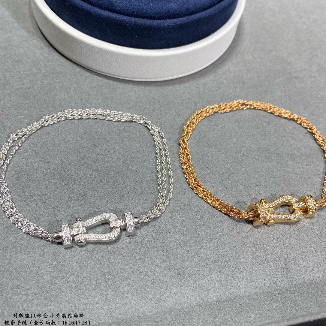[LuckyStar]FORCE KLEINES HUFEISEN-DIAMANTKETTEN-SEILARMBAND