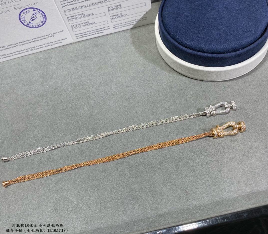 [LuckyStar]FORCE KLEINES HUFEISEN-DIAMANTKETTEN-SEILARMBAND
