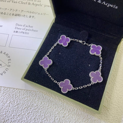 [LuckyStar]CLOVER  5 MOTIFS  PURPLE VIOLET BRACELET