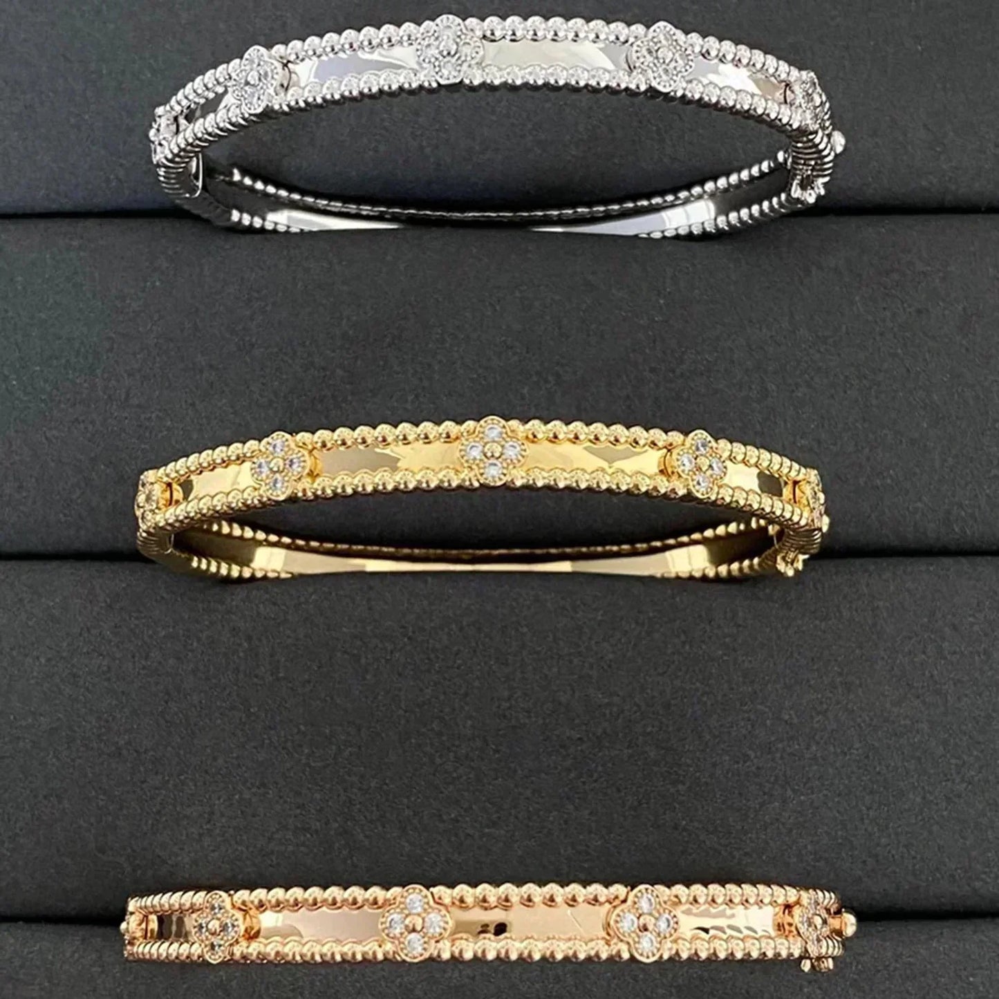 [LuckyStar]CLOVER ARMBAND 4MM DIAMANTEN