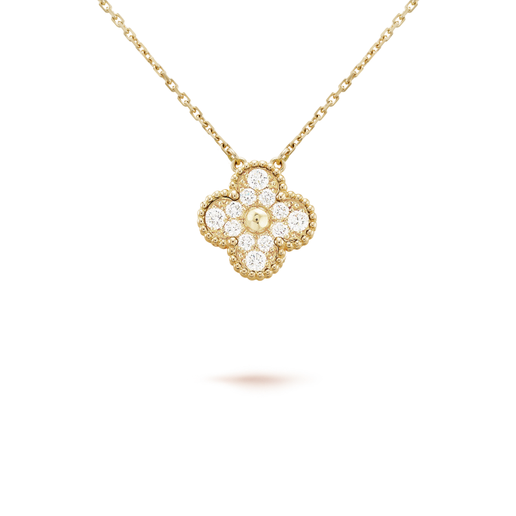 [LuckyStar]CLOVER 15MM DIAMANT-EINZELBLUMEN-HALSKETTE