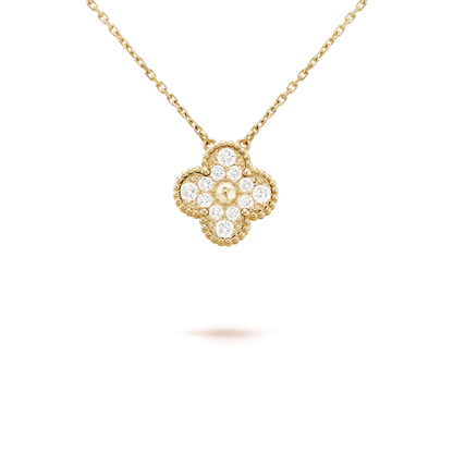 [LuckyStar]CLOVER 15MM DIAMANT-EINZELBLUMEN-HALSKETTE