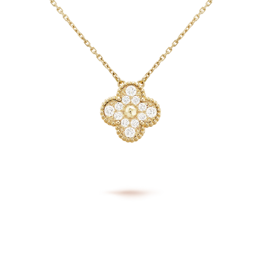 [LuckyStar]CLOVER 15MM DIAMANT-EINZELBLUMEN-HALSKETTE