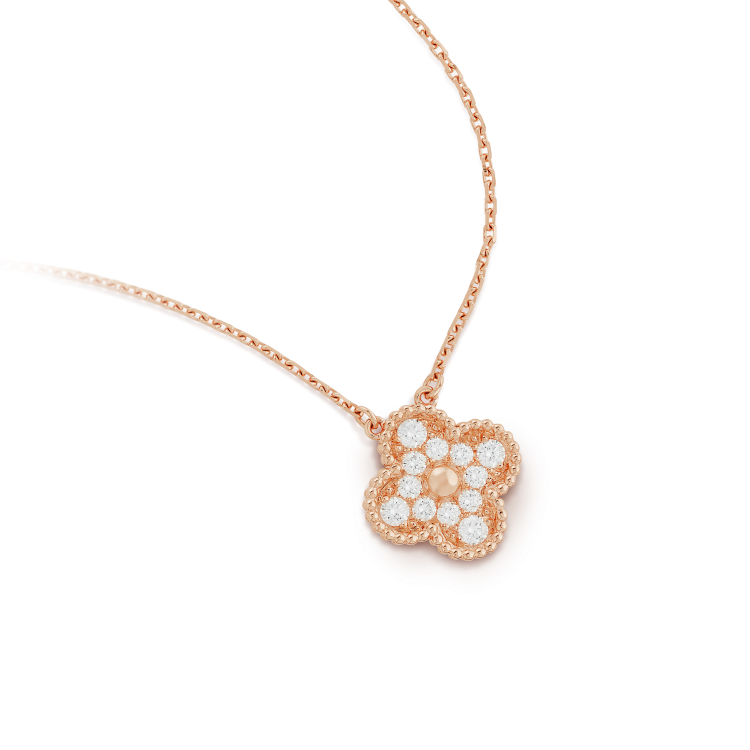 [LuckyStar]CLOVER 15MM DIAMANT-EINZELBLUMEN-HALSKETTE