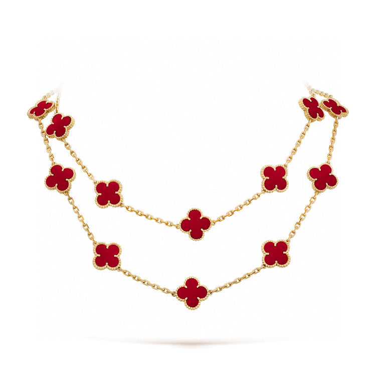 [LuckyStar]Klee-Halskette mit 20 Motiven aus Karneol