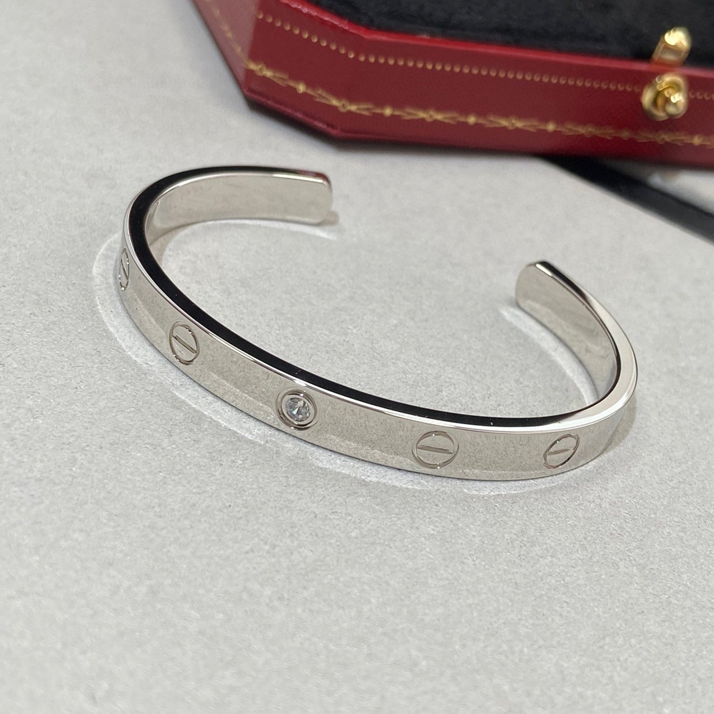 [LuckyStar] Liebesarmband, 6,1 mm, 1 Diamant, offene Manschette 