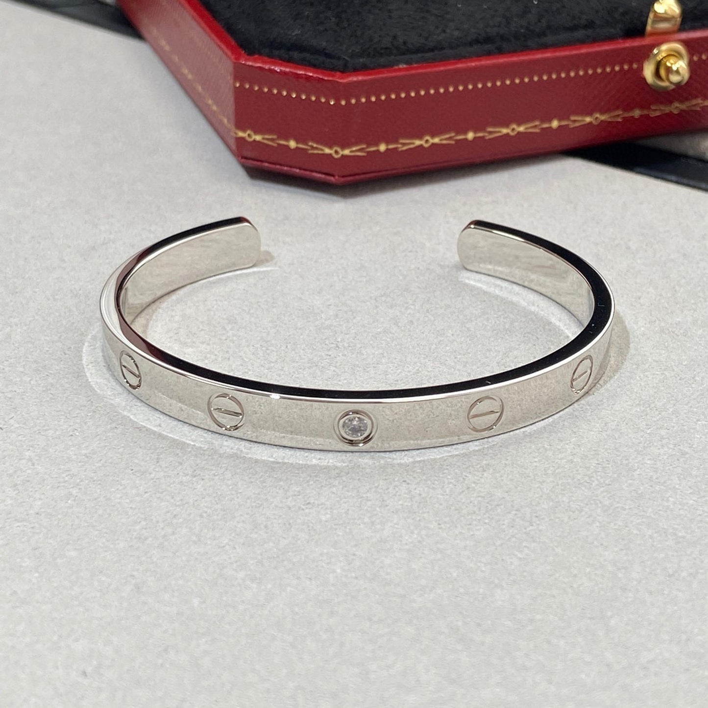[LuckyStar] Liebesarmband, 6,1 mm, 1 Diamant, offene Manschette 