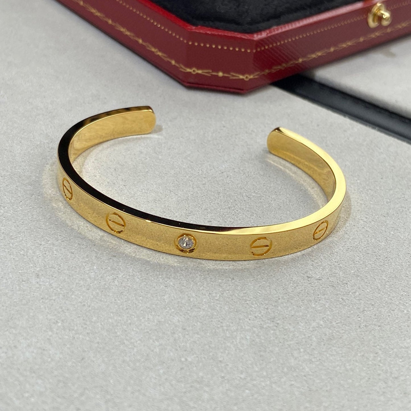 [LuckyStar] Liebesarmband, 6,1 mm, 1 Diamant, offene Manschette 