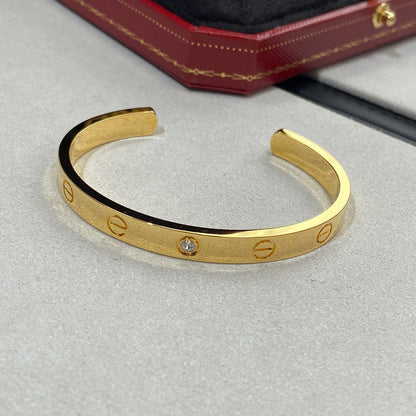 [LuckyStar] Liebesarmband, 6,1 mm, 1 Diamant, offene Manschette 