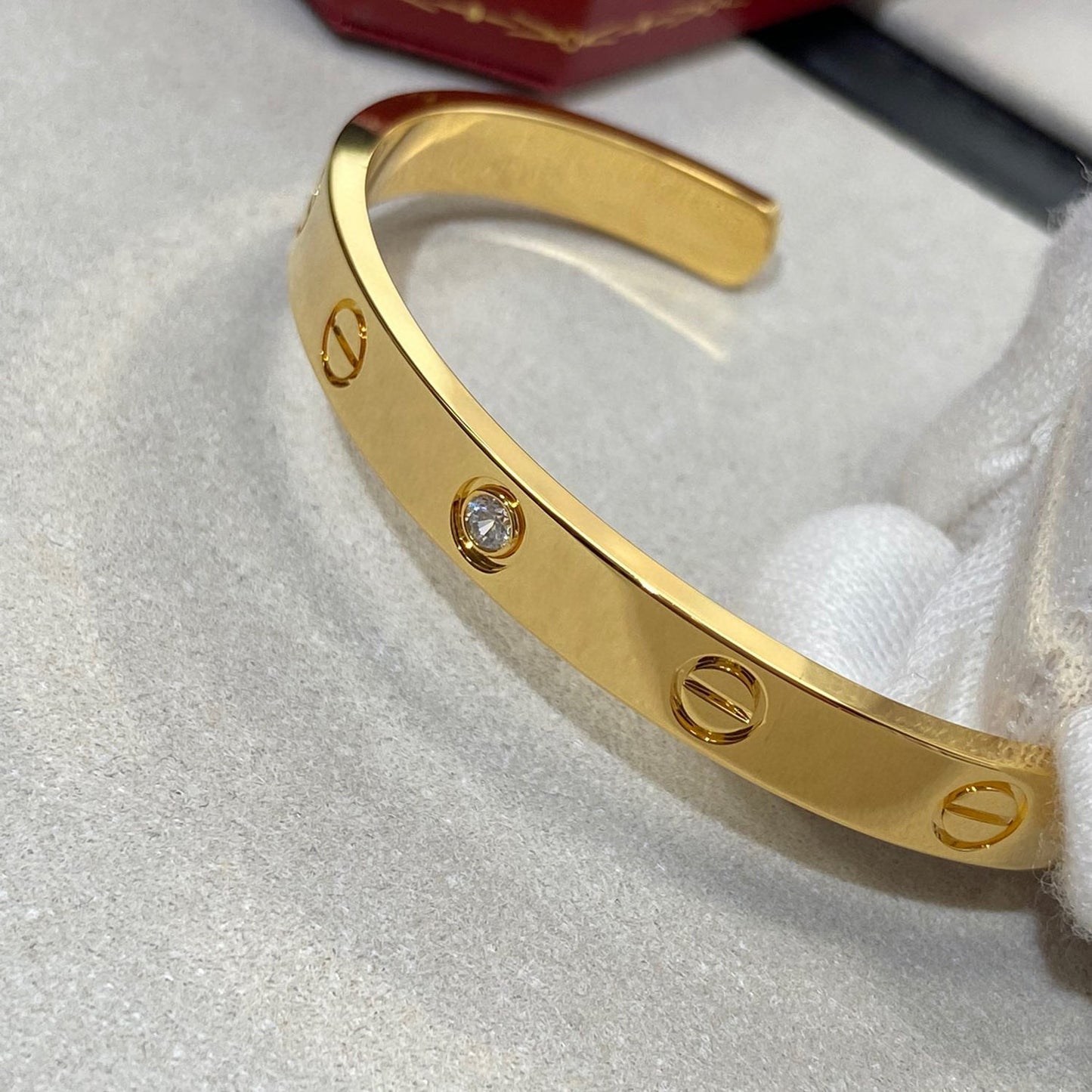 [LuckyStar] Liebesarmband, 6,1 mm, 1 Diamant, offene Manschette 