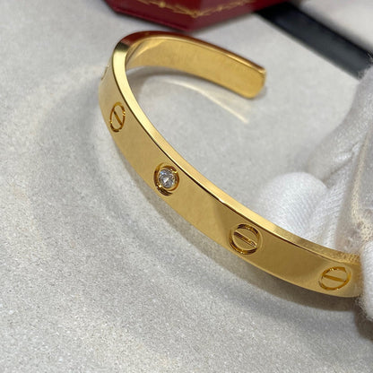 [LuckyStar] Liebesarmband, 6,1 mm, 1 Diamant, offene Manschette 
