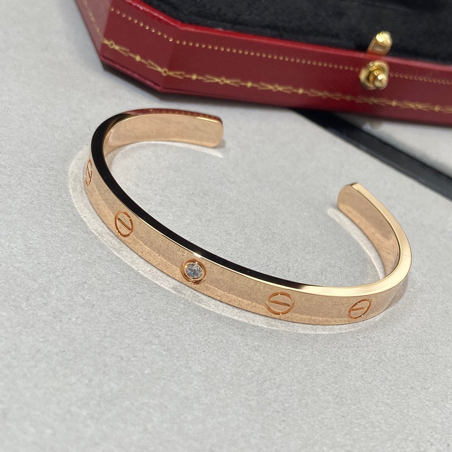 [LuckyStar] Liebesarmband, 6,1 mm, 1 Diamant, offene Manschette 