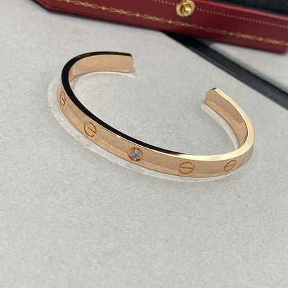 [LuckyStar] Liebesarmband, 6,1 mm, 1 Diamant, offene Manschette 