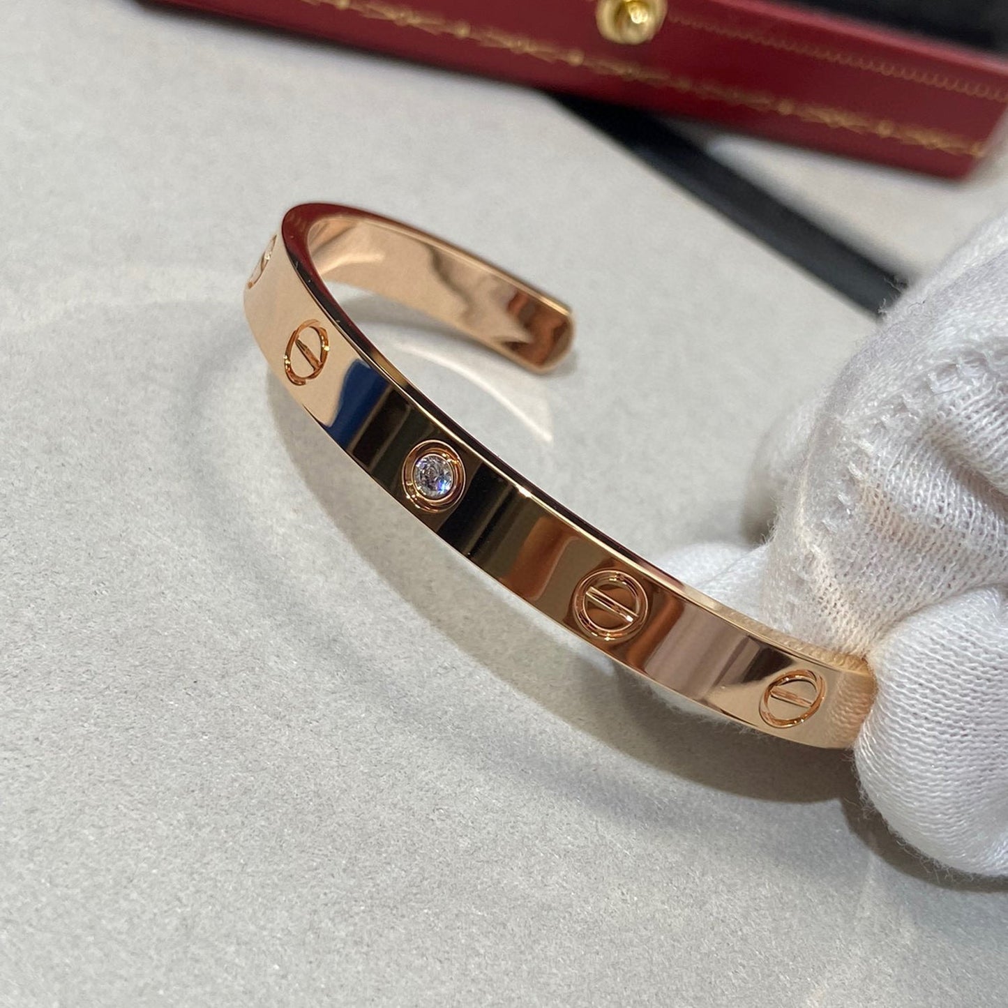 [LuckyStar] Liebesarmband, 6,1 mm, 1 Diamant, offene Manschette 