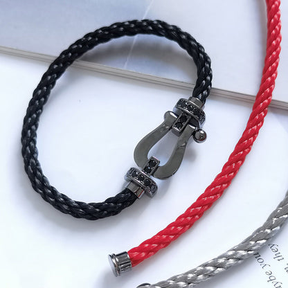 [LuckyStar]FORCE GROSSE SERIE HUFEISEN SCHWARZES SAMURAI-ARMBAND