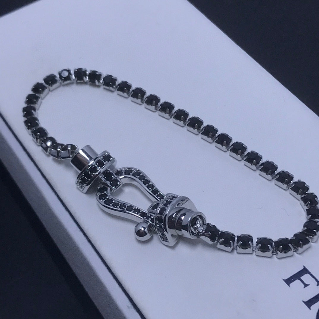 [LuckyStar]FORCE GROSSES HUFEISEN-TENNISARMBAND MIT VOLLEN DIAMANTEN 