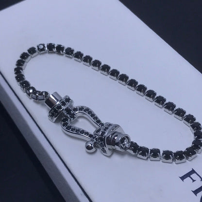 [LuckyStar]FORCE GROSSES HUFEISEN-TENNISARMBAND MIT VOLLEN DIAMANTEN 