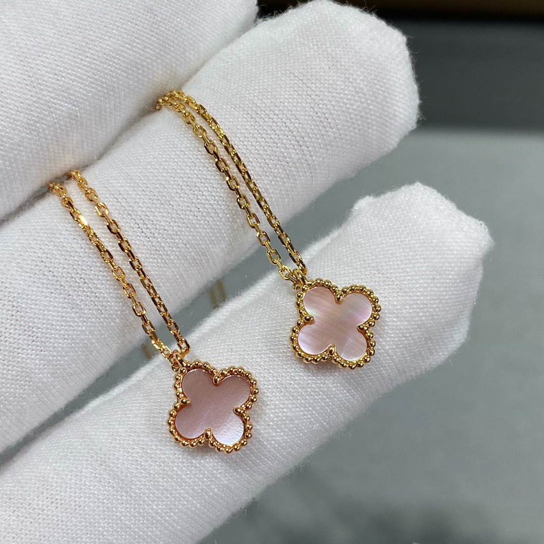 [LuckyStar]CLOVER 15MM ROSA PERLMUTT EINZELNE BLUMENKETTE