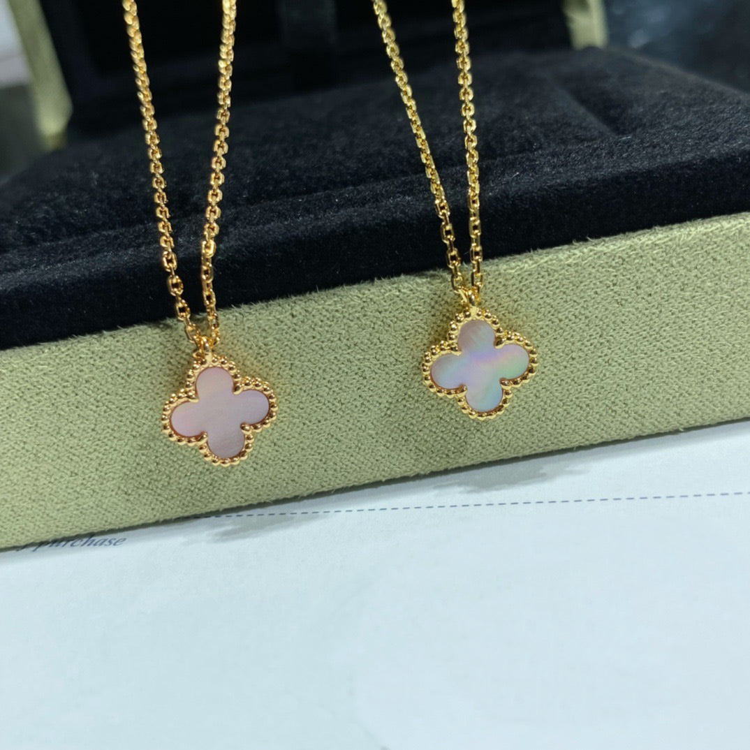 [LuckyStar]CLOVER 15MM ROSA PERLMUTT EINZELNE BLUMENKETTE