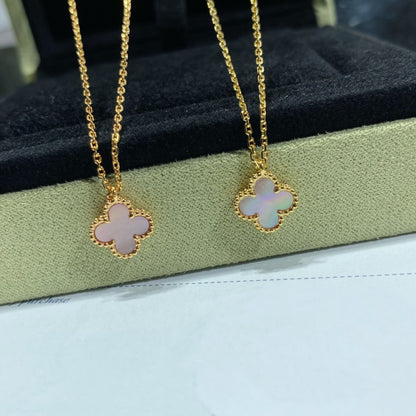 [LuckyStar]CLOVER 15MM ROSA PERLMUTT EINZELNE BLUMENKETTE