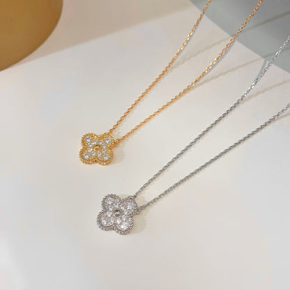 [LuckyStar]CLOVER 15MM DIAMANT-EINZELBLUMEN-HALSKETTE