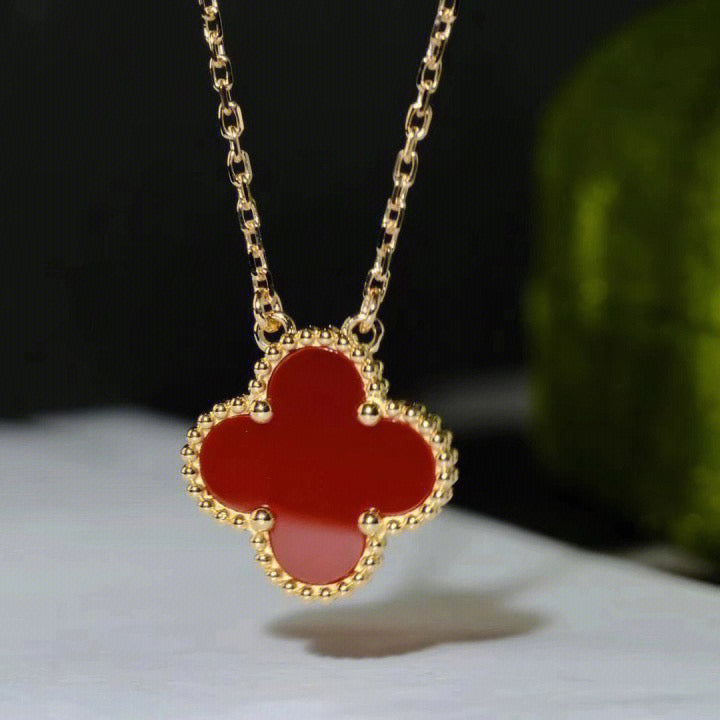 [LuckyStar]CLOVER 15MM KARNEOL EINZELNE BLUMENKETTE